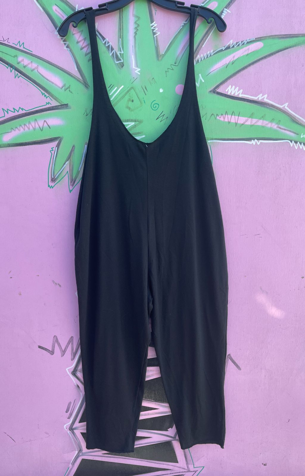 SO CUTE!!! 1980S-90S MADE IN USA LIGHTWEIGHT SLOUCHY JUMPSUIT in BLACK