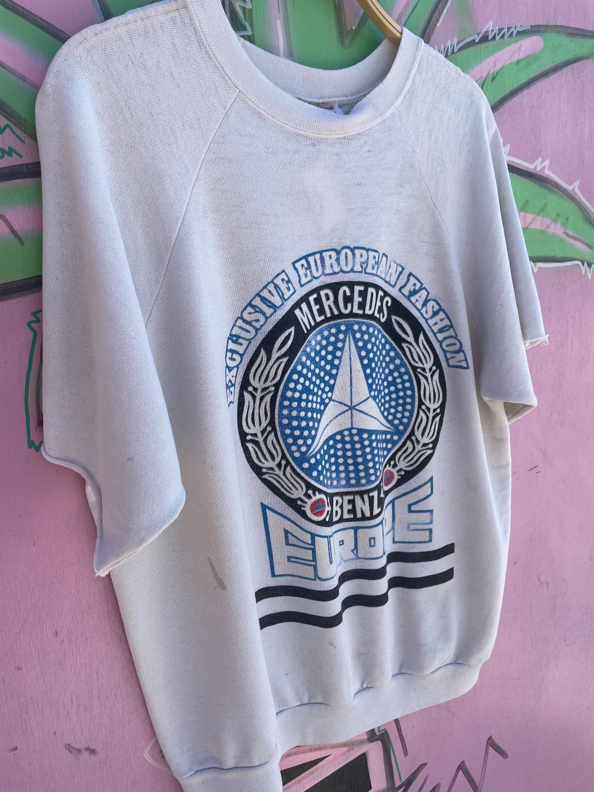 AMERICAS FINEST *AS-IS* MERCEDES BENZ CUT SLEEVE SWEATSHIRT in WHITE