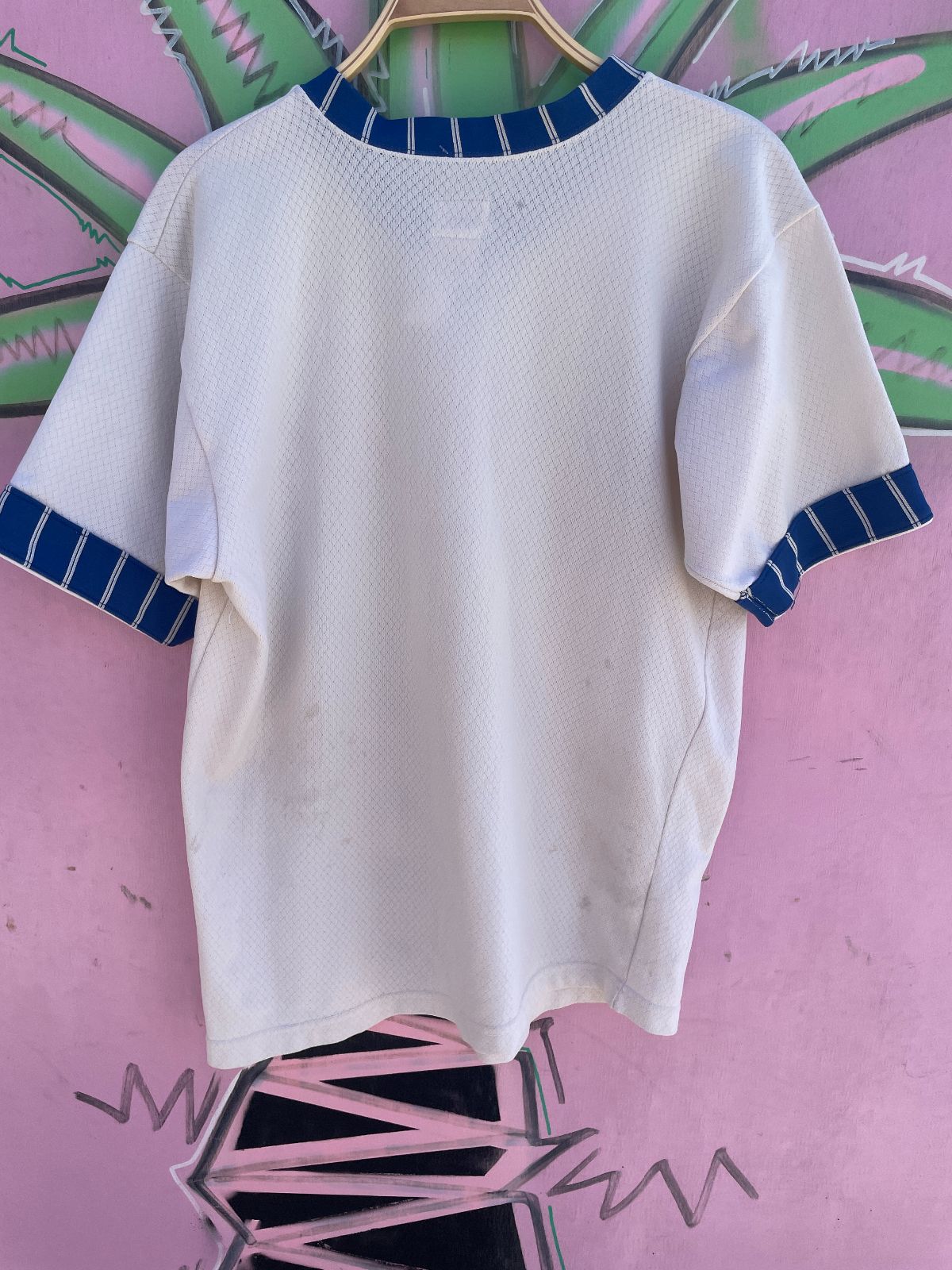FELCO *AS-IS* RETRO 1960S TAP A KEG STRIPED SLEEVE HEM in WHITE, BLUE