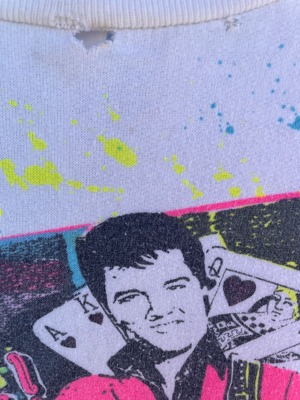 LIBERTY FLYER *AS-IS* VIVA LAS VEGAS NEON GRAPHIC ELVIS SWEATSHIRT in WHITE