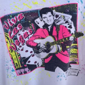 LIBERTY FLYER *AS-IS* VIVA LAS VEGAS NEON GRAPHIC ELVIS SWEATSHIRT in WHITE