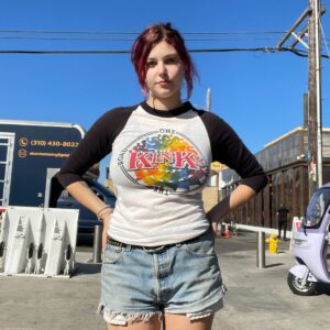 ANVIL *AS-IS* THE KINKS - 1980S ONE FOR THE ROAD TOUR RAGLAN T-SHIRT in WHITE, BLACK