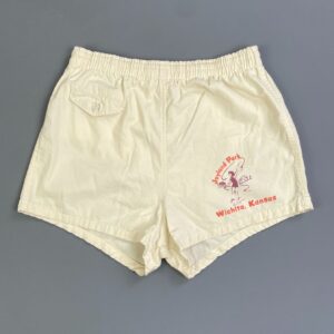 THE GERDON BERNARD CO. INC 1950S 100% COTTON JOYLAND PARK SWIMMER SHORTS, MESH LINING in CREME