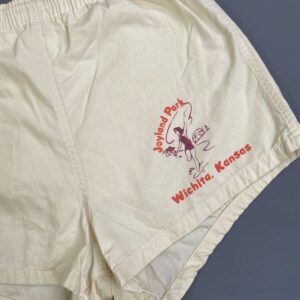THE GERDON BERNARD CO. INC 1950S 100% COTTON JOYLAND PARK SWIMMER SHORTS, MESH LINING in CREME