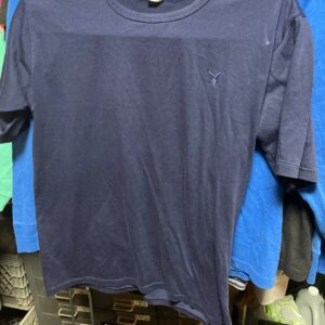 playboy AS-IS PLAYBOY L NAVY BLUE T-SHIRT WITH EMBROIDERED LOGO in BLUE, BLACK
