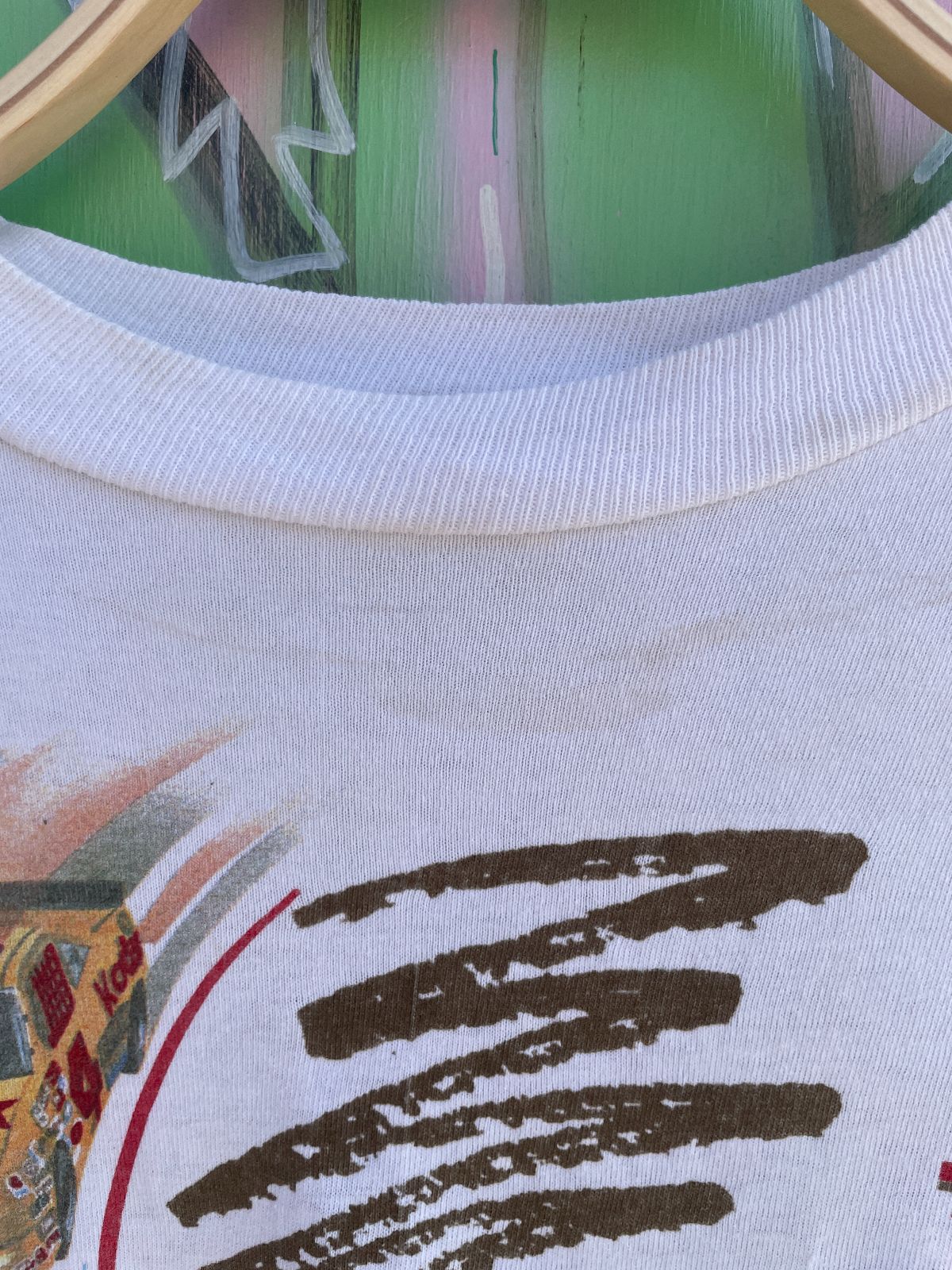 WINSTON AS-IS THRASHED NASCAR WINSTON CUP LONG SLEEVE POCKET T-SHIRT in WHITE