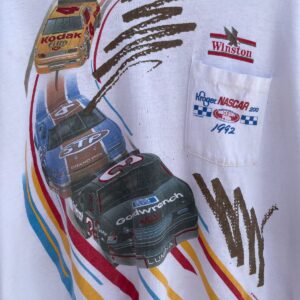 WINSTON AS-IS THRASHED NASCAR WINSTON CUP LONG SLEEVE POCKET T-SHIRT in WHITE
