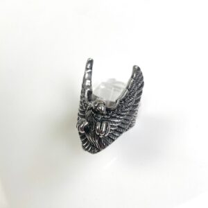 EAGLE RING HIGH POLISHED BLACKENED STAINLESS STEEL in SILVER