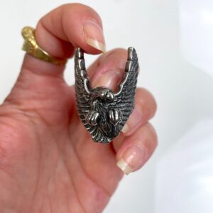 EAGLE RING HIGH POLISHED BLACKENED STAINLESS STEEL in SILVER