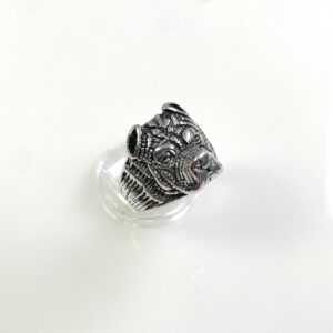 BULLDOG OR ROTTWEILER HIGH POLISHED BLACKENED STAINLESS STEEL in SILVER