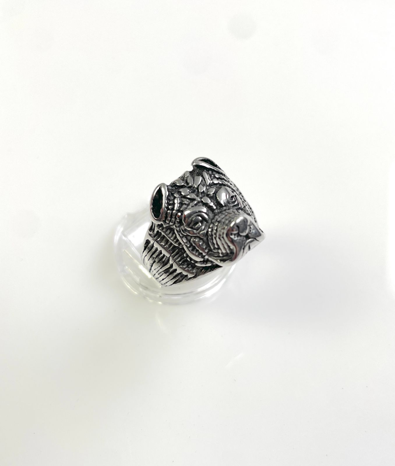 BULLDOG OR ROTTWEILER HIGH POLISHED BLACKENED STAINLESS STEEL in SILVER