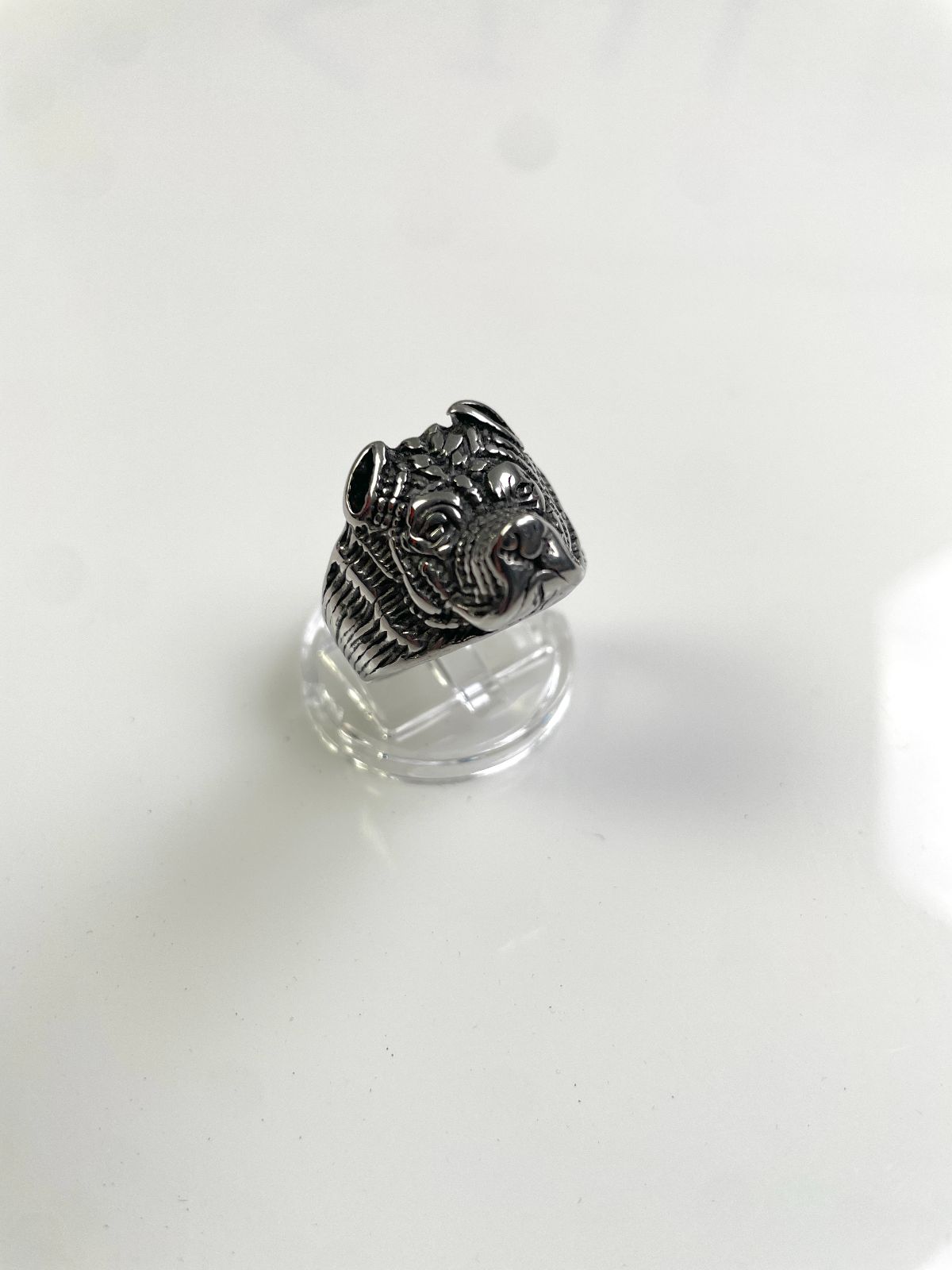 BULLDOG OR ROTTWEILER HIGH POLISHED BLACKENED STAINLESS STEEL in SILVER