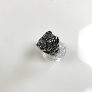 BULLDOG OR ROTTWEILER HIGH POLISHED BLACKENED STAINLESS STEEL in SILVER