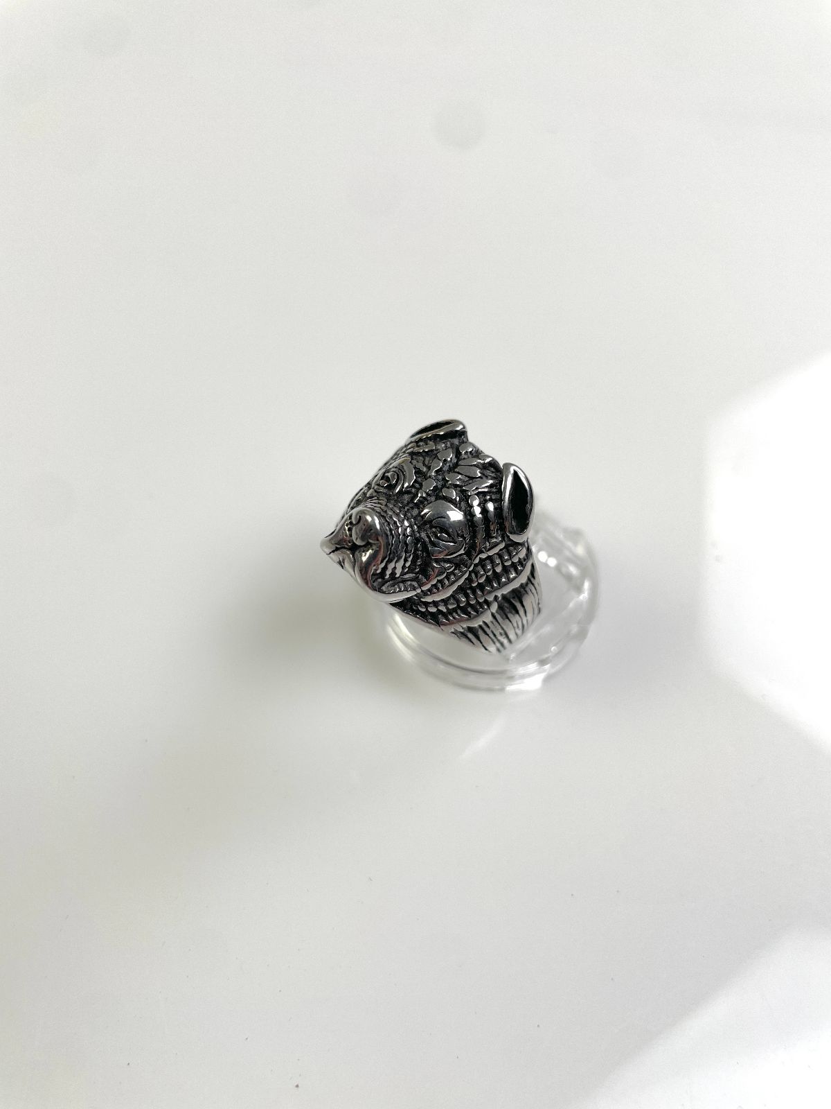 BULLDOG OR ROTTWEILER HIGH POLISHED BLACKENED STAINLESS STEEL in SILVER