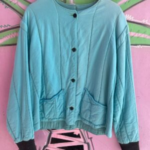 OVERDYED TWO-TONE AQUA THICK MILITARY QUILTED LINER JACKET W/ POCKETS in TEAL