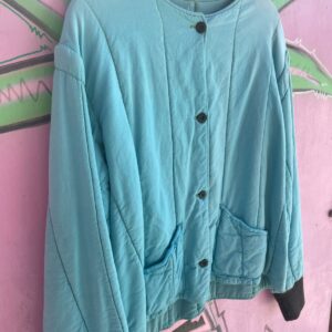 OVERDYED TWO-TONE AQUA THICK MILITARY QUILTED LINER JACKET W/ POCKETS in TEAL