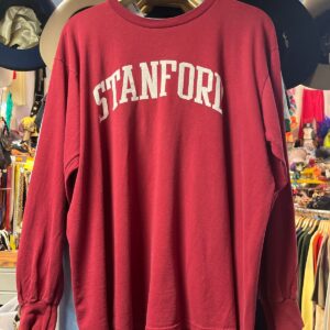 WIDEWORLD SPORTSWEAR 1990S LONG SLEEVE STANFORD LOGO COLLEGIATE T-SHIRT in MAROON
