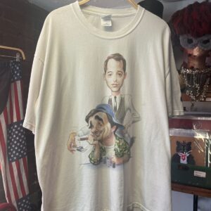 GILDEN *AS-IS* Neil Simon's THE ODD COUPLE CARICATURE PRINT T-SHIRT - 2000 Play in WHITE