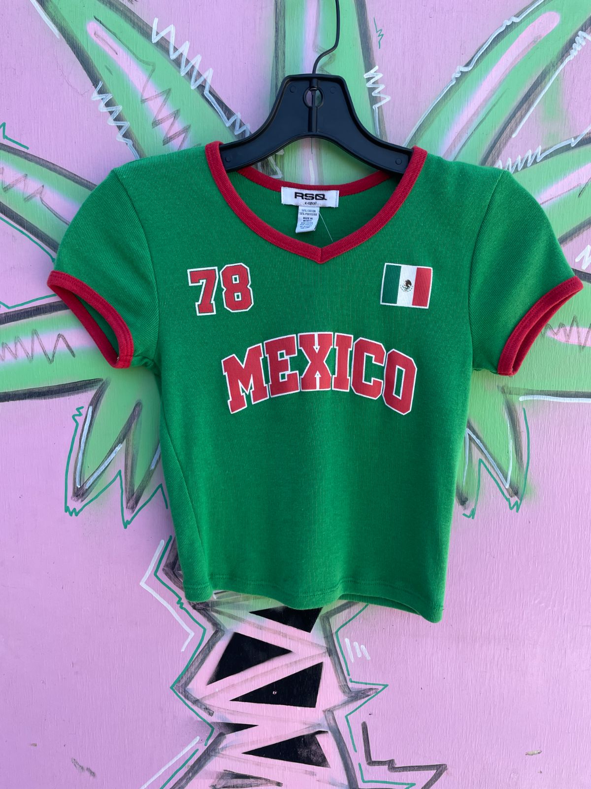 RSQ CUTE! MEXICO RINGER BABY TEE #78 in GREEN, RED