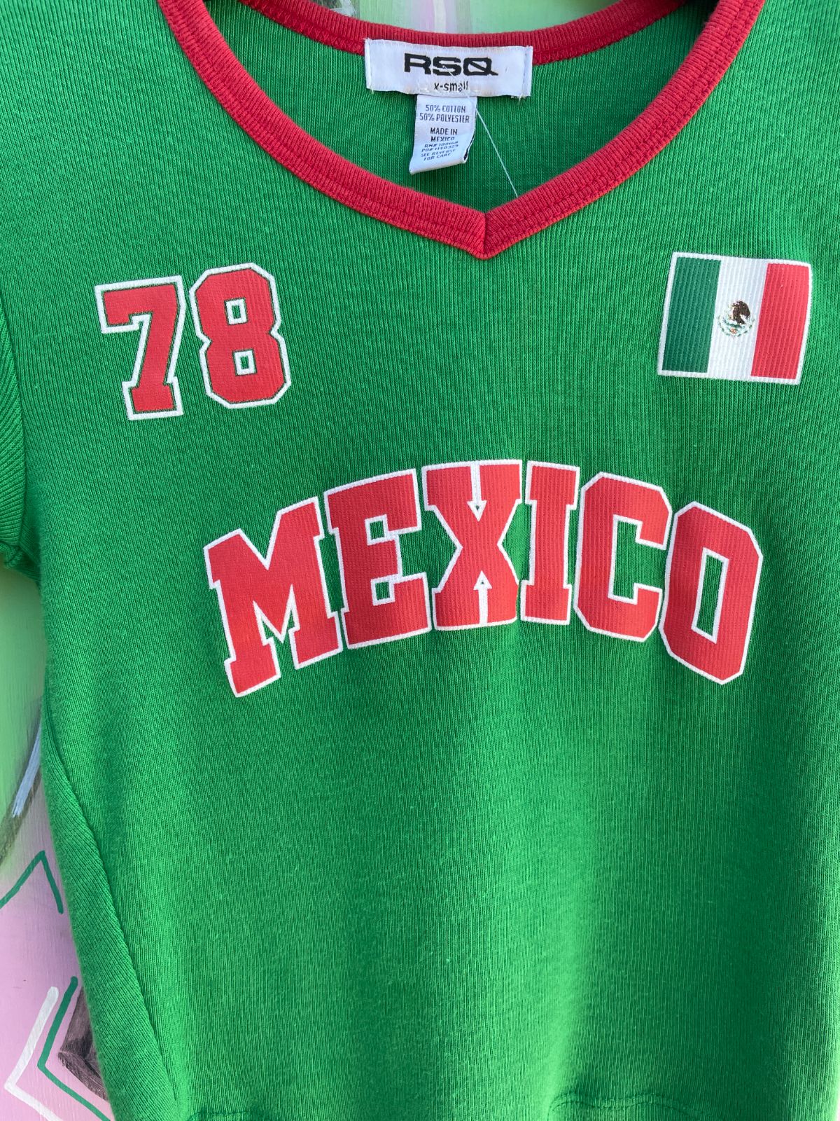 RSQ CUTE! MEXICO RINGER BABY TEE #78 in GREEN, RED