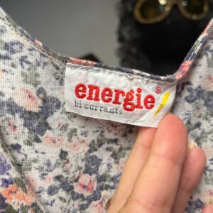 ENERGIE 1980S-90S 100% COTTON DITSY FLORAL PRINT SLEEVELESS JUMPSUIT WITH BUTTON FRONT, POCKETS in PINK, WHITE, BLACK