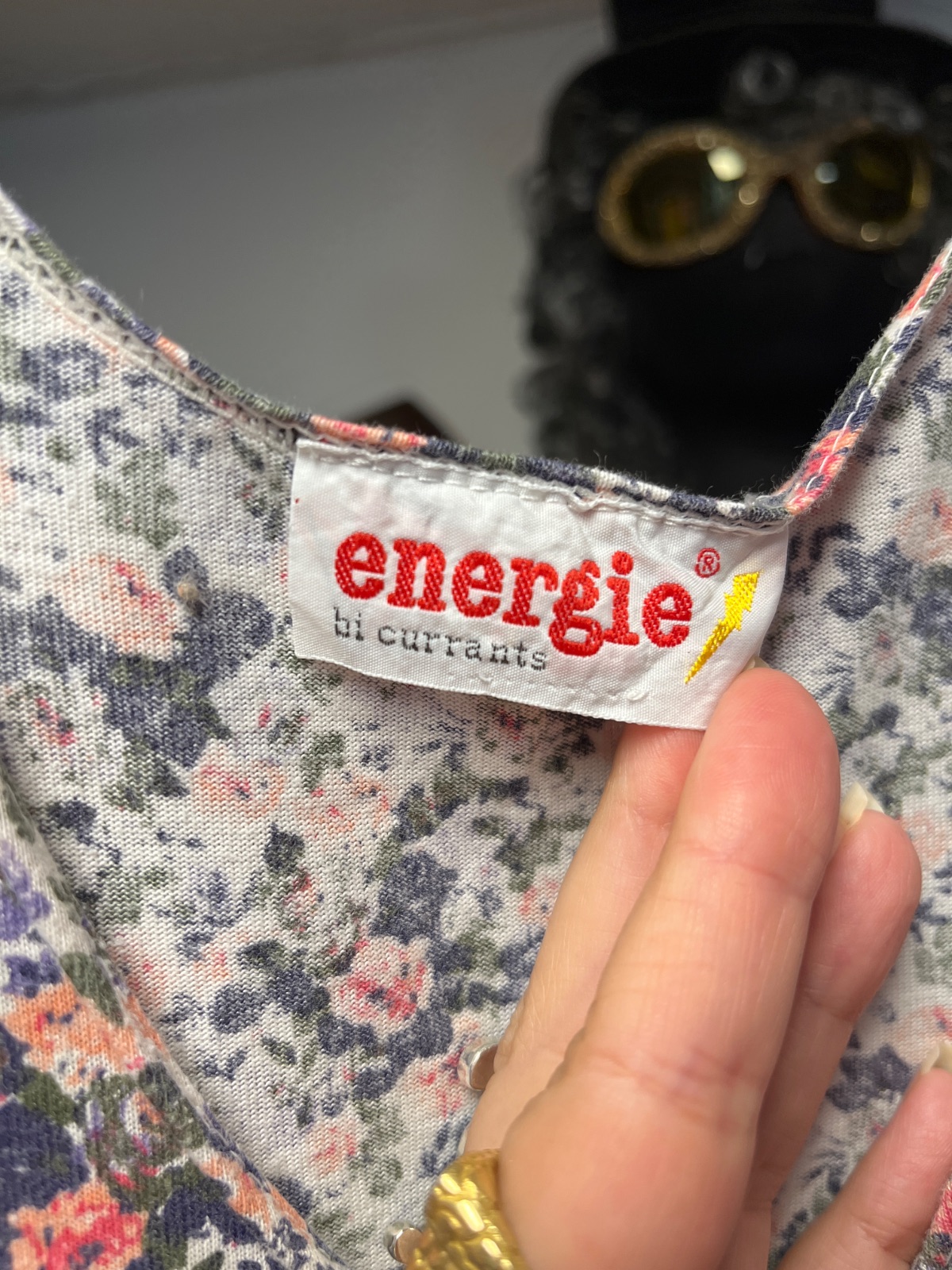 ENERGIE 1980S-90S 100% COTTON DITSY FLORAL PRINT SLEEVELESS JUMPSUIT WITH BUTTON FRONT, POCKETS in PINK, WHITE, BLACK