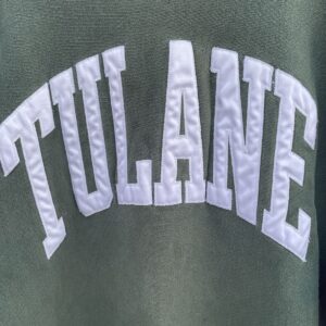 CHAMPION AS-IS 1990S 100% COTTON REVERSE WEAVE TULANE CHAMPION SWEATSHIRT in GREEN, WHITE