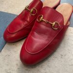 AUTHENTIC GUCCI HORSEBIT PRINCETOWN CHERRY RED LEATHER MULES SIZE 35.5
