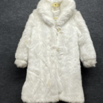 VINTAGE 80S WHITE FAUX FUR COAT MADE IN USA QUILTED LINING SZ 12