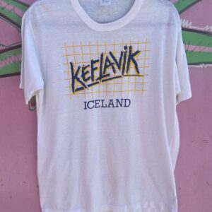 AS-IS KEFLAVIK ICELAND WHITE T-SHIRT YELLOW GRID in WHITE, YELLOW, BLUE