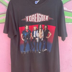 HANES 1991 FOREIGNER BAND CONCERT UNUSUAL HEAT TOUR T-SHIRT in BLACK, RED, BLUE
