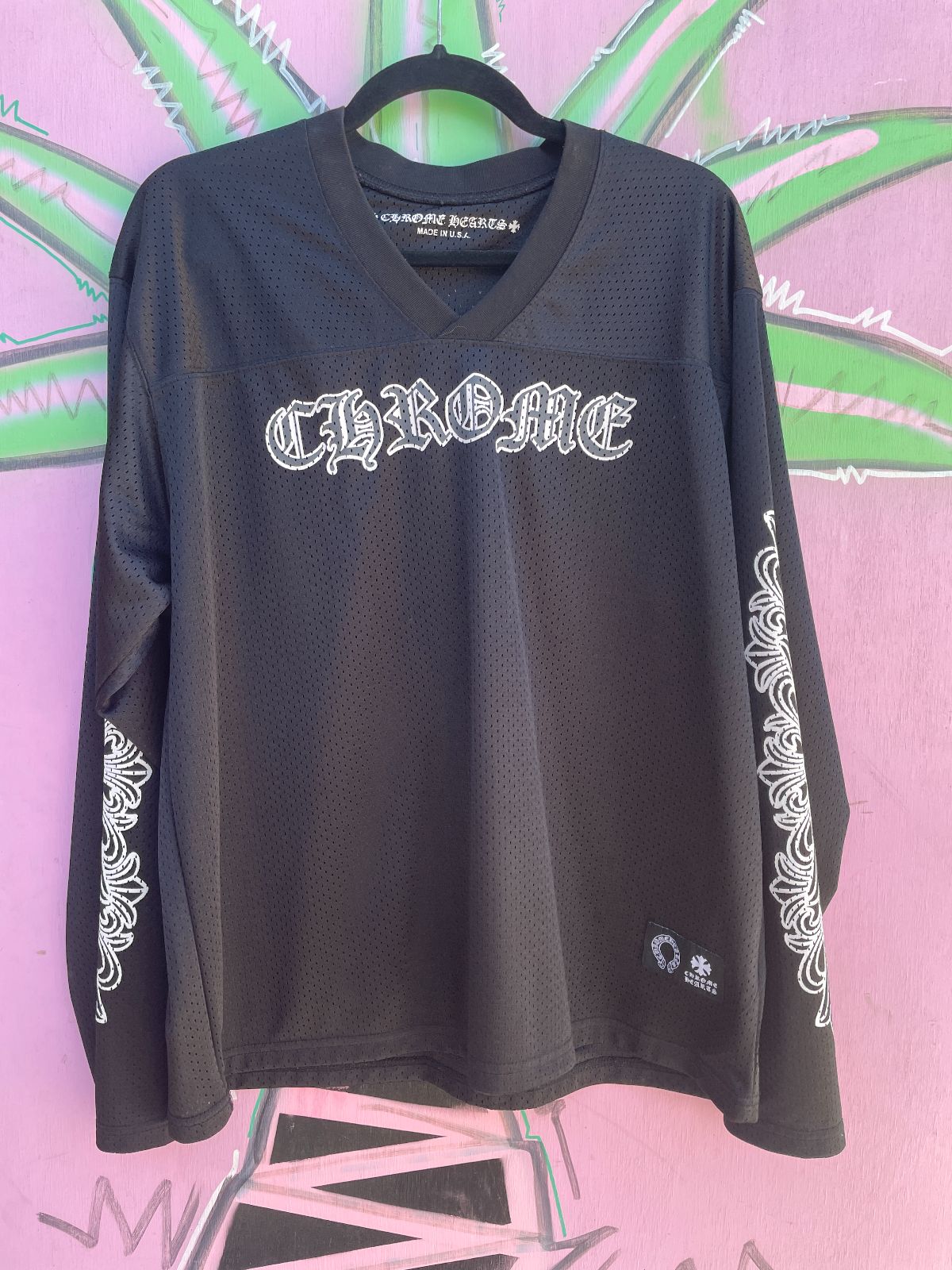 LONG SLEEVE CHROME HEARTS MESH JERSEY in BLACK