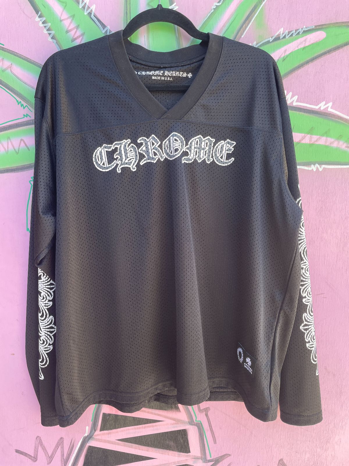 LONG SLEEVE CHROME HEARTS MESH JERSEY in BLACK