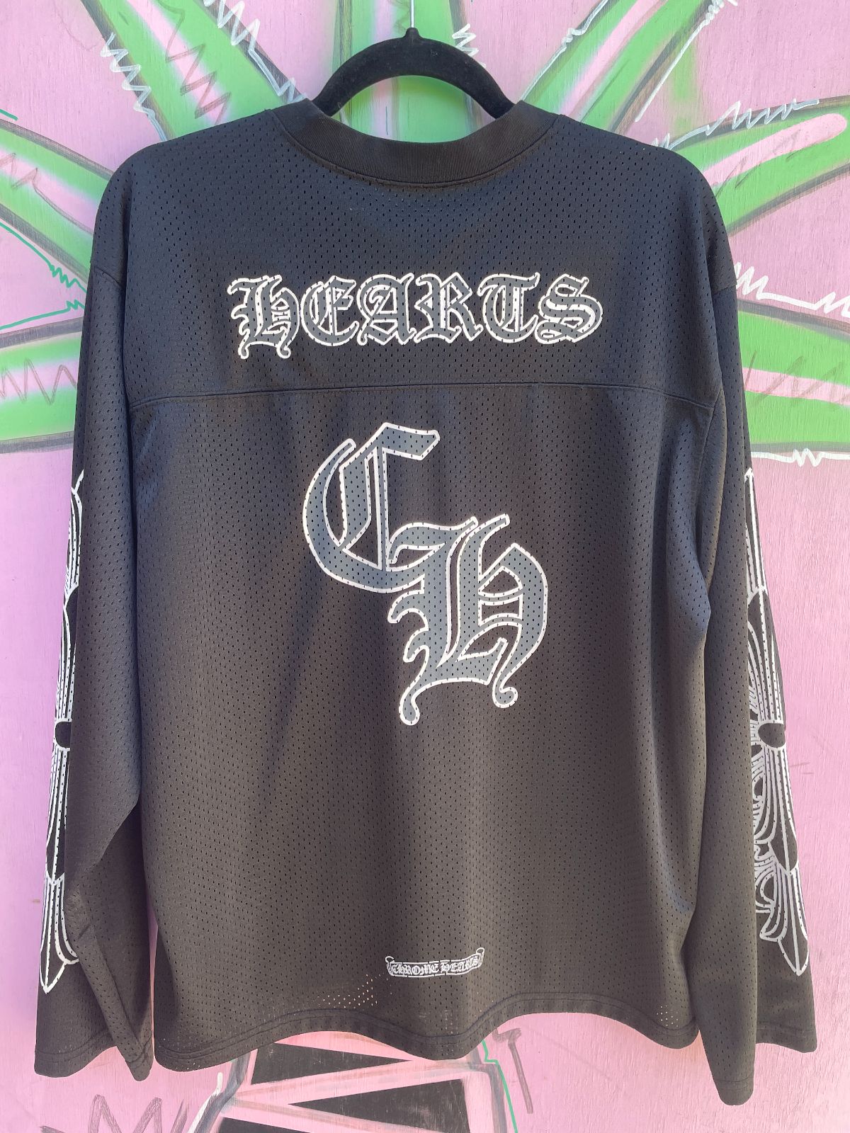 LONG SLEEVE CHROME HEARTS MESH JERSEY in BLACK