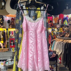 VICTORIA’S SECRET SO CUTE!! BABY PINK EMPIRE WAIST SILKY BURNOUT SLIP DRESS in PINK, WHITE