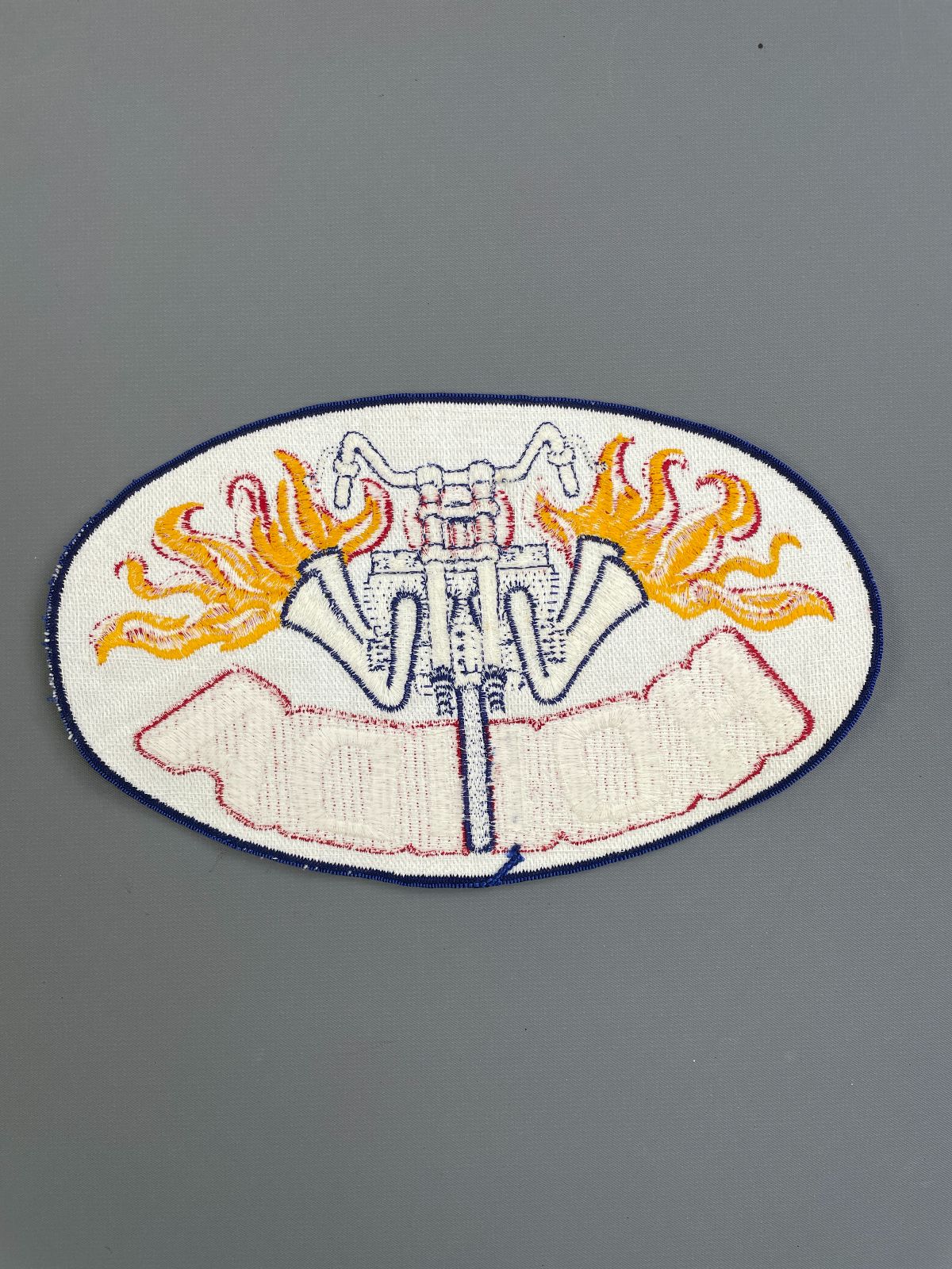HUGE! 1970S OVAL EMBROIDERED HONDA MOTORS BACK PATCH *DEADSTOCK in WHITE, BLUE