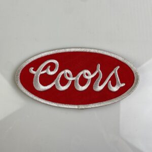 RETRO 1970S EMBROIDERED COORS LOGO SEW-ON PATCH, MESH BACKING *DEADSTOCK in RED, WHITE