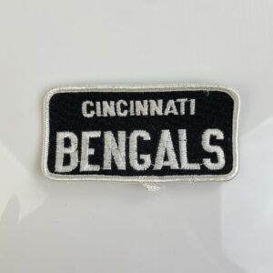 1970S CINCINNATI BENGALS EMBROIDERED SEW-ON SPORTS TEAM PATCH, MESH BACKING in BLACK, WHITE