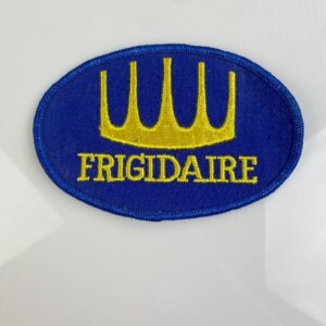 RETRO 1970S FRIGIDAIRE EMBROIDERED SEW-ON PATCH, MESH BACKING *DEADSTOCK in BLUE, YELLOW