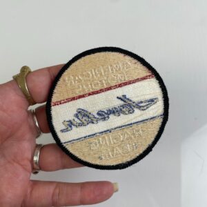 JAVELIN AMERICAN MOTORS RACING TEAM,  EMBROIDERED SEW-ON PATCH in BLUE, RED, WHITE