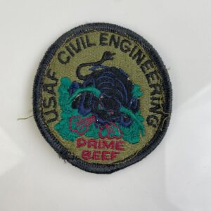 USAF CIVIL ENGINEERING PRIME BEEF EMBROIDERED SEW-ON PATCH in BLACK, GREEN