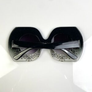 WILD! OVERSIZED ACRYLIC & RHINESTONE SUNGLASSES in BLACK, GREY