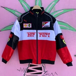 FERRARI FERRRI COLORBLOCK F1 RACING JACKET in BLACK, WHITE, RED