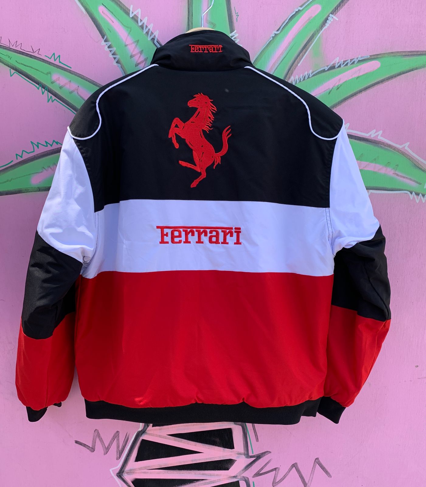 FERRARI FERRRI COLORBLOCK F1 RACING JACKET in BLACK, WHITE, RED