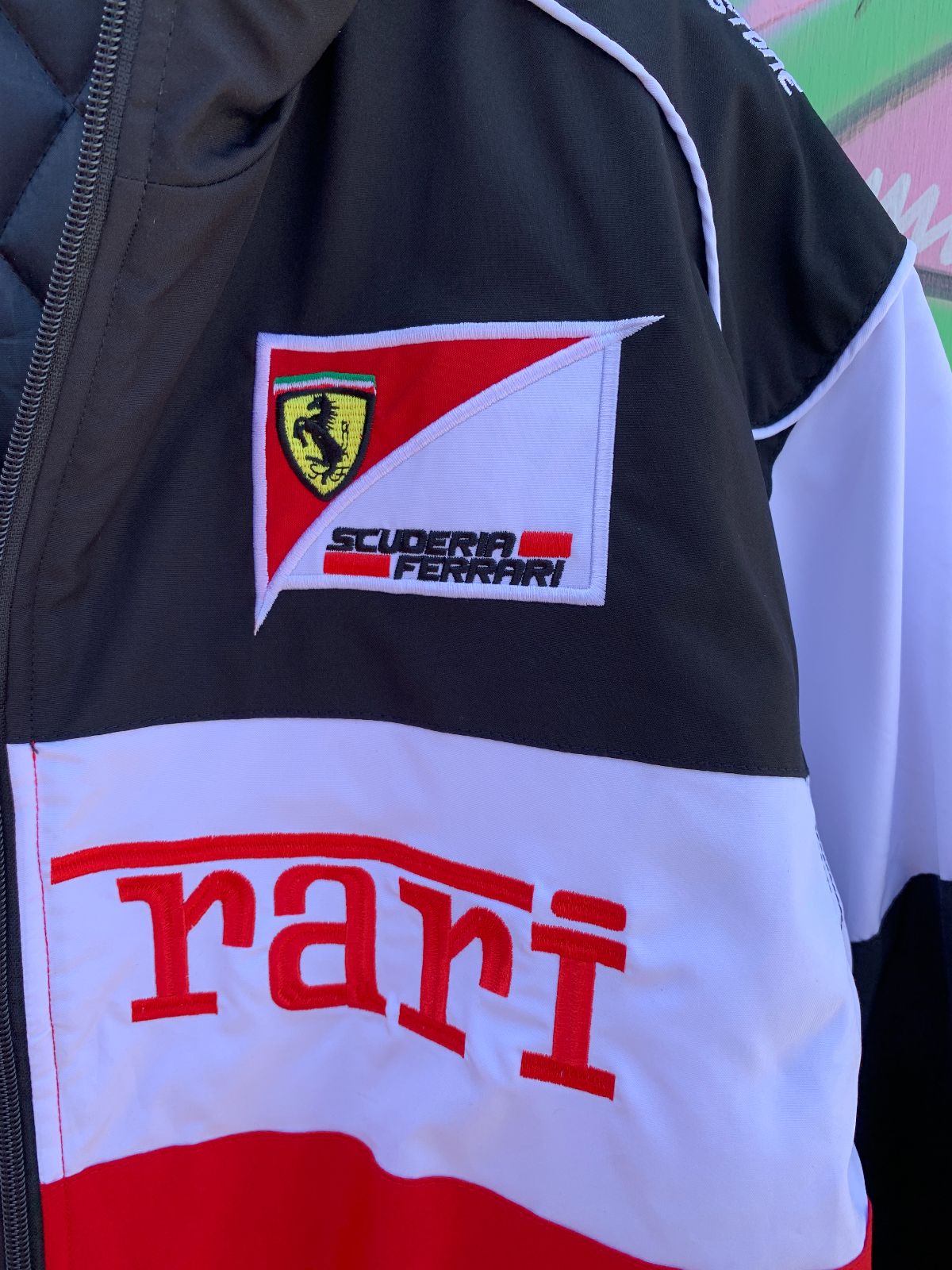 FERRARI FERRRI COLORBLOCK F1 RACING JACKET in BLACK, WHITE, RED