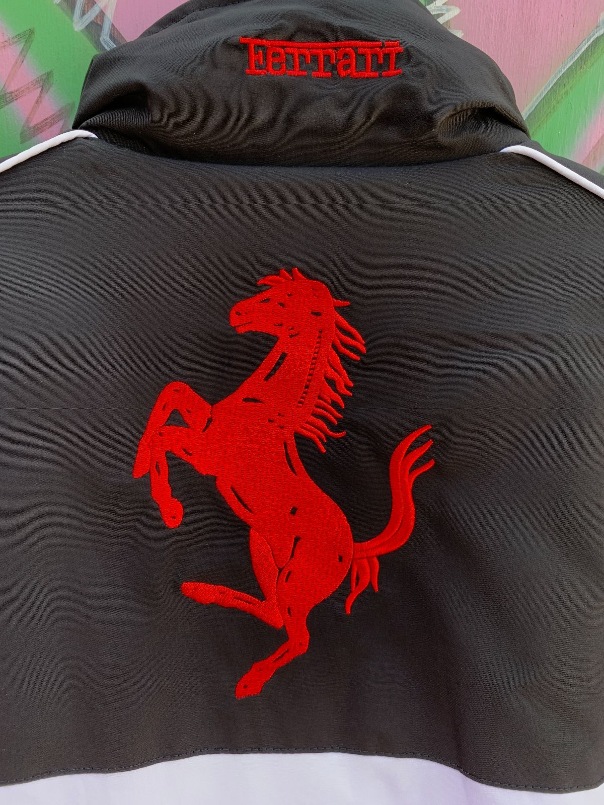 FERRARI FERRRI COLORBLOCK F1 RACING JACKET in BLACK, WHITE, RED