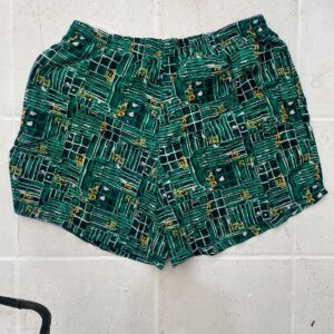 LAGUNA GREEN ABSTRACT PRINT SHORTS W/ MESH LINING in GREEN, BLACK, YELLOW