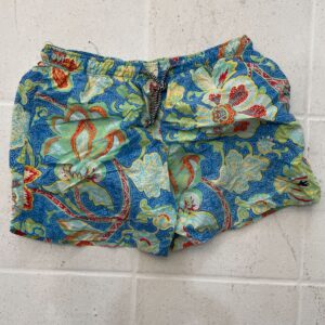 ETRO NICE! MADE IN ITALY! BATIK STYLE FLORAL PRINT SWIM TRUNKS, MESH INNER LINING in BLUE, GREEN, RED