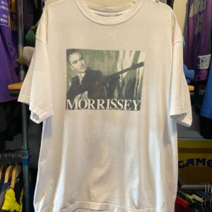 ARIZONA JEANS NICE! *AS-IS* 1990S-EARLY Y2K 100% COTTON MORRISSEY CONCERT TOUR T-SHIRT BOXY CUT in WHITE