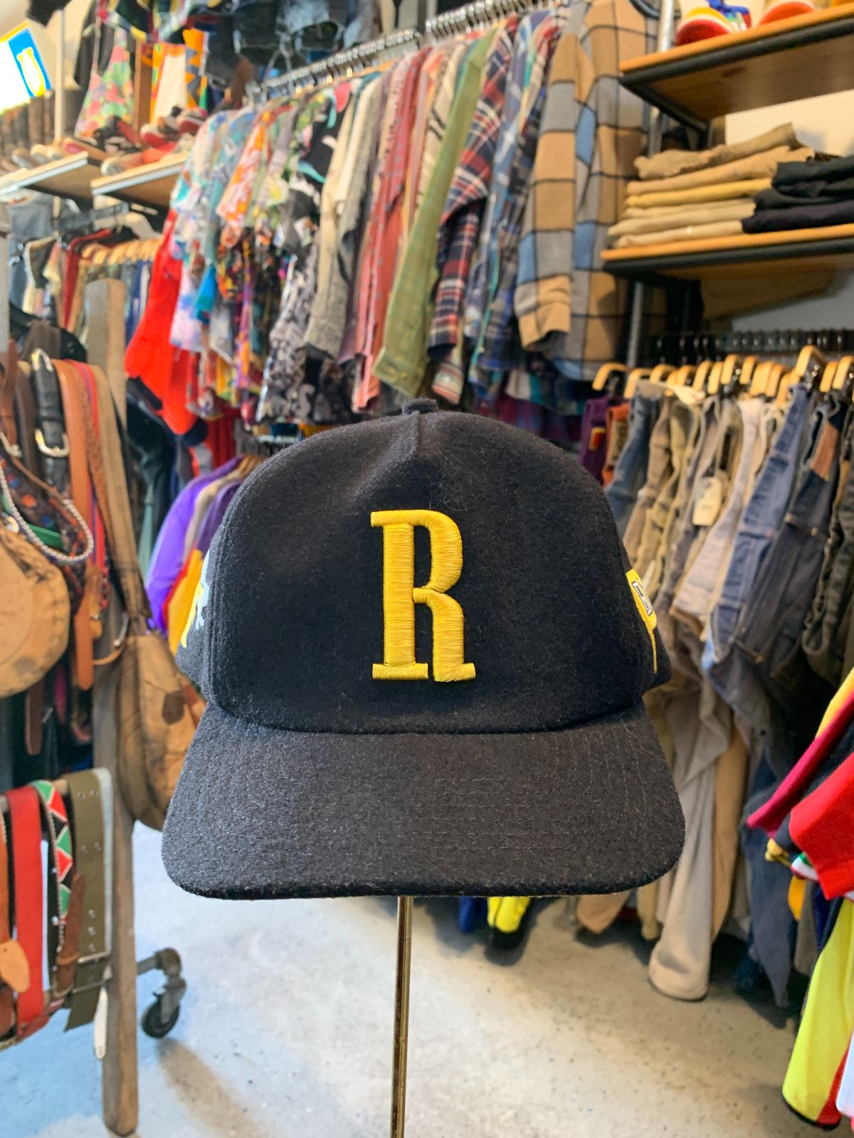 100% WOOL EMBROIDERED R LOGO RHUDE HAT, FUTURISTIC BACK LETTERING